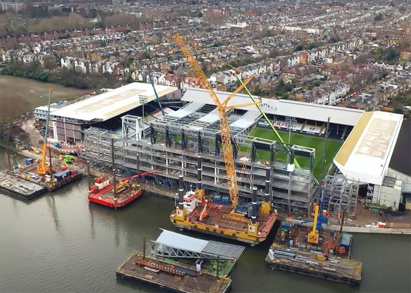 An aerial view showing the outside of the Riverside development under construction. An aerial view showing the outside of the Riverside development under construction.