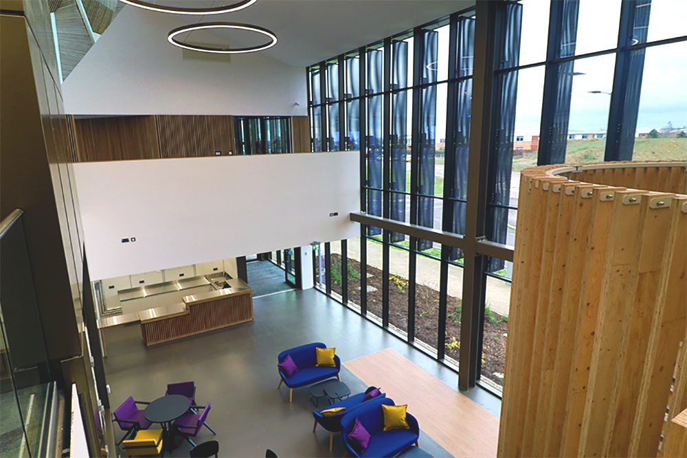 The lobby inside the DARTeC building supplied with Frenger's® Active Chilled Beams and Radiant Heating Panels The lobby inside the DARTeC building supplied with Frenger's® Active Chilled Beams and Radiant Heating Panels