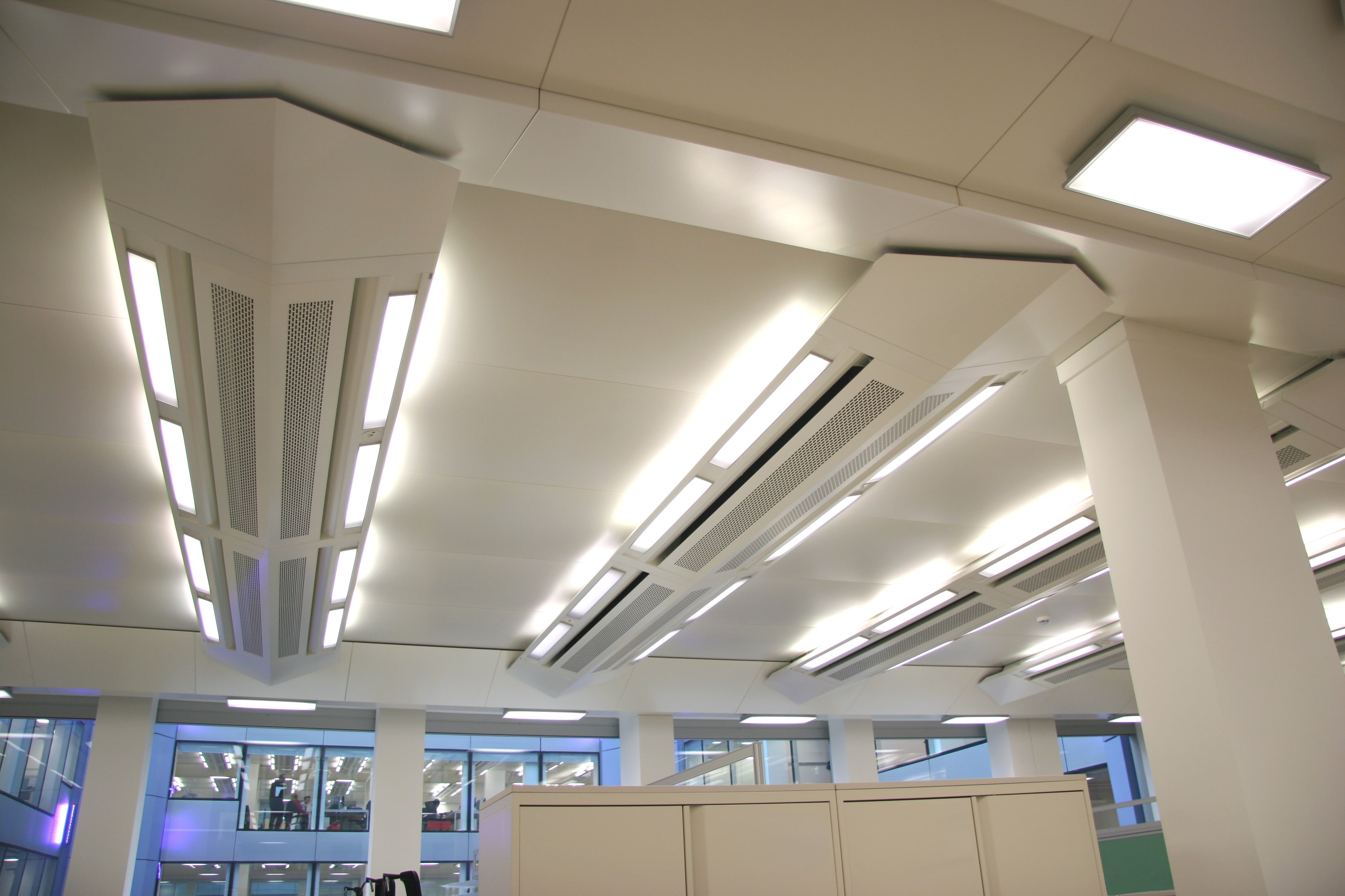 Chilled beams fitted into 55 Baker Street An image showing chilled beams fitted into 55 Baker Street