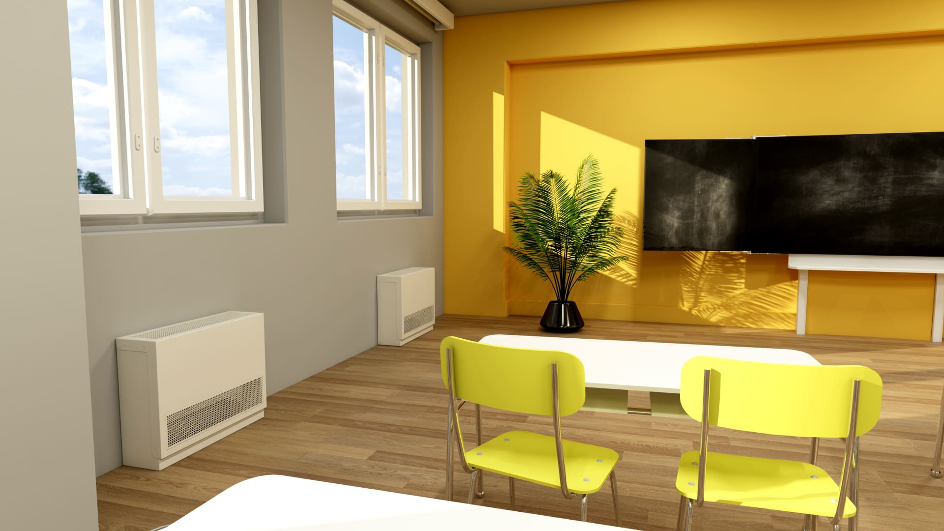 Image showing a classroom containing ARMIS radiator covers Classroom containing ARMIS radiator covers