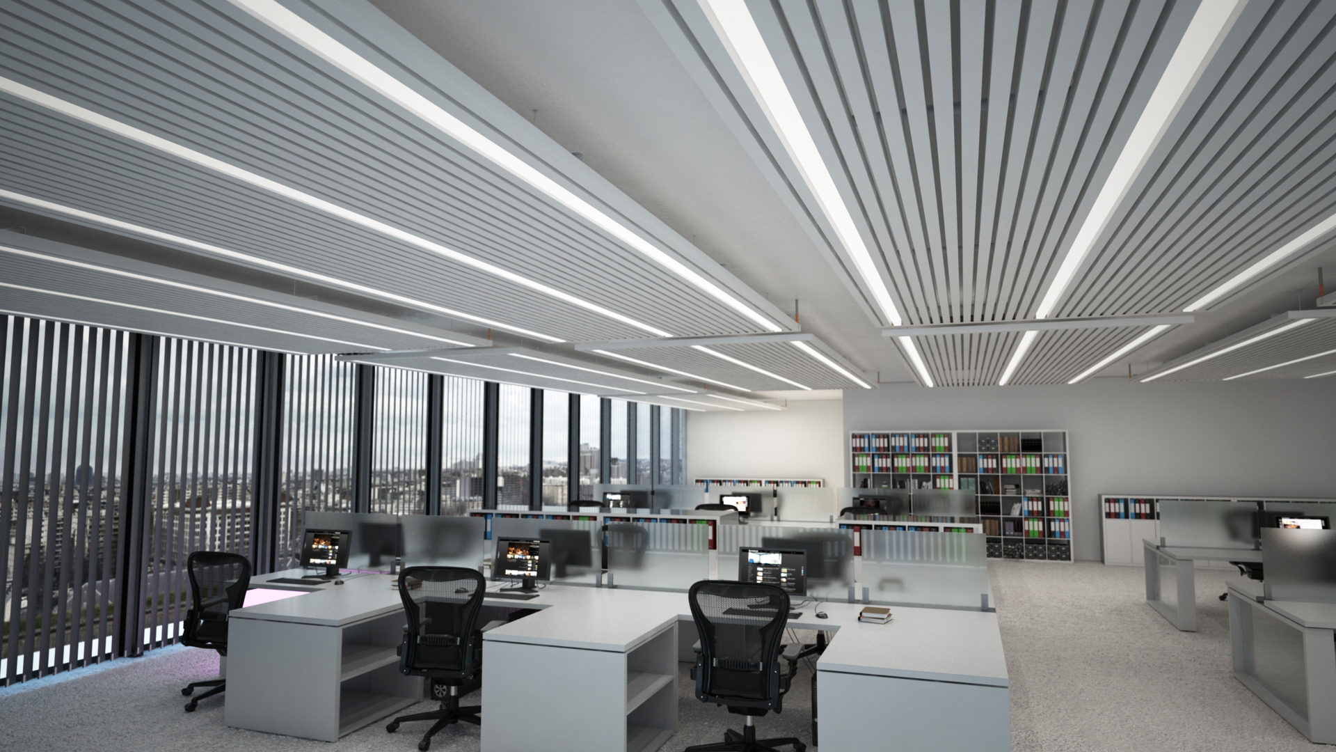 Office installation example for Frenger's Hydroplank Chilled Ceilings Chilled Ceiling Installation