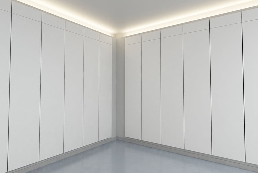 Render showing Frenger's Wall Mounted Chilled Ceiling Panel installed Render of Wall Mounted Chilled Ceiling Panel
