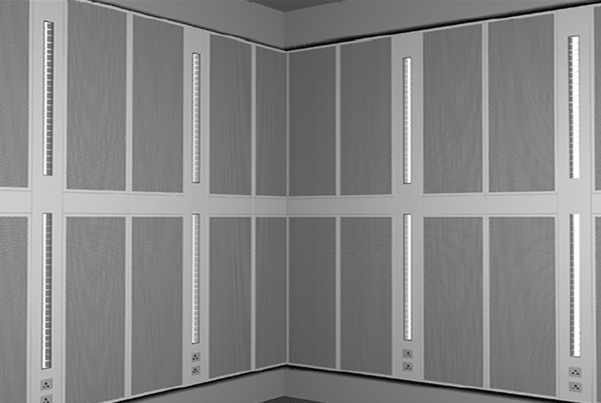 Image render showing Frenger's Wall Mounted Chilled Ceiling Panel installed Wall Mounted Chilled Ceiling Panel