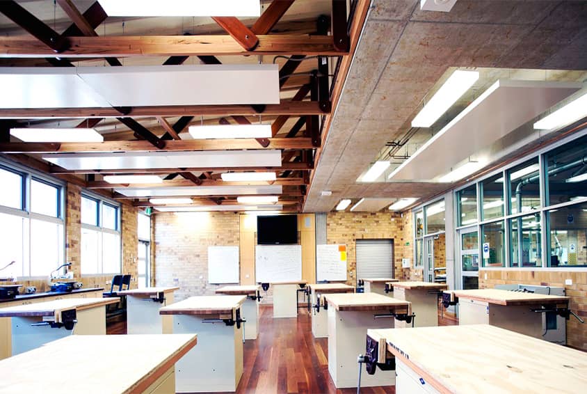 Image showing the Frengerwarm Radiant Heating Panel mounted 'free hanging' from the ceiling Frengerwarm free hanging mounted