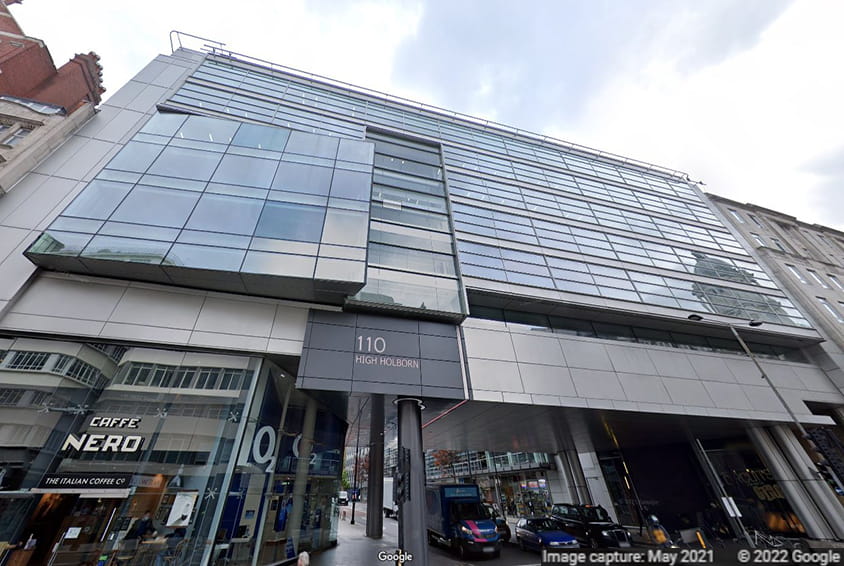 Main image showing the outside of 110 High Holborn in London, UK 110 High Holborn