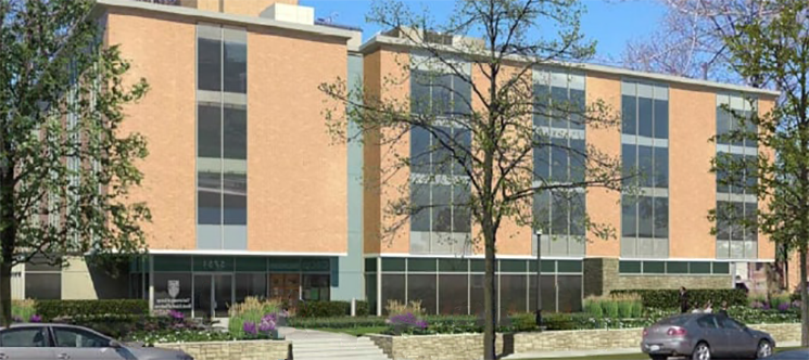 Image render showing the office of McGiffert House in Chicago, Illinois McGiffert House