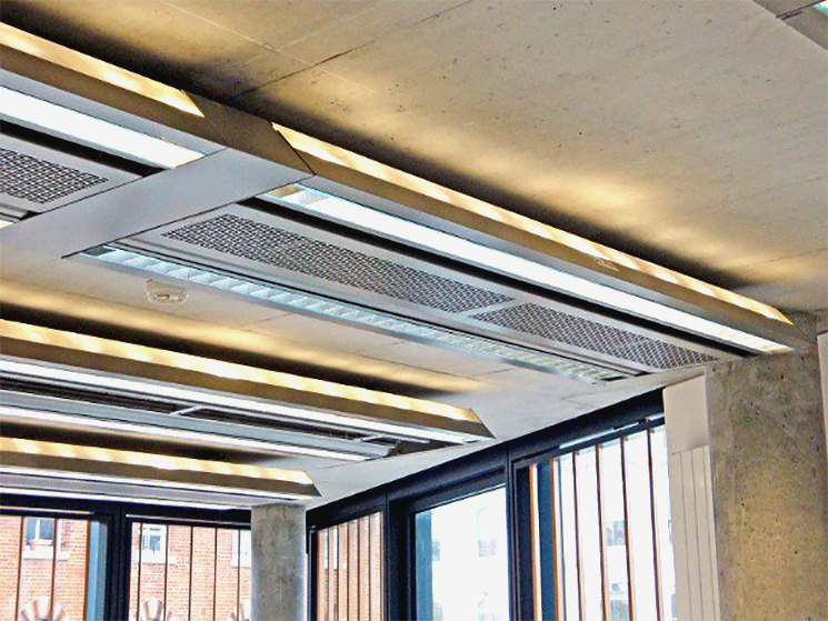 An image showing one of Frenger's Active Multi-Service Chilled Beams installed inside NEO Bankside Neo Bankside
